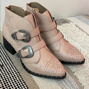 Cupid Women's Blush Ankle Booties with Double Buckle